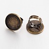 Adjustable Antique Bronze Plated Brass Pad Ring Settings KK-E653-03AB-NF-1
