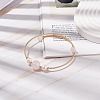 Natural Rose Quartz & Pearl Round Beaded Bangle X-BJEW-JB08464-02-2