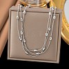 304 Stainless Steel Oval Snake Chain Necklaces NJEW-H046-03P-1