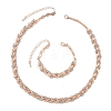 Alloy Crystal Rhinestone Leaf Link Chain Necklaces & Bracelets Sets SJEW-YWC0002-01RG-1
