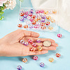 50Pcs 5 Colors Baking Paint Transparent Glass European Beads GPDL-SW0001-01-6