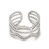 304 Stainless Steel Wave Open Cuff Ring for Women RJEW-M149-36P-1