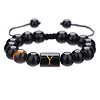 Natural Black Agate & Tiger Eye Round Beaded Adjustable Bracelets HL8029-25-1