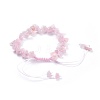 Adjustable Natural Rose Quartz Chip Beads Braided Bead Bracelets BJEW-JB04392-01-3