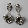 Zinc Alloy Teardrop with Bell Dangle Stud Earrings for Women EJEW-WH0013-77AS-1
