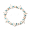 3Pcs Synthetic Turquoise & Natural Freshwater Shell Beads Stretch Bracelets for Women BJEW-JB12021-3