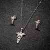 Stainless Steel Pendant Neckllace and Earrings Sets PW-WG4042D-04-1