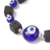 Natural Lava Rock & Handmade Lampwork Beads Stretch Bracelets BJEW-JB11984-04-3