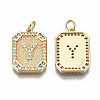 Brass Micro Pave Clear Cubic Zirconia Pendants KK-S356-234Y-G-NF-2