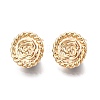 Flat Round with Flower Pattern Brass Stud Earring Findings KK-G436-02G-1