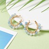 Faceted Round Natural Stone Beads Huggie Hoop Earrings for Girl Women EJEW-JE04687-3