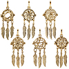 6Pcs 6 Styles Hollow Brass Bead Cage Big Pendants FIND-SC0014-10AB-1