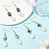 Geometric Shape Abalone Shell/Paua Shell & Natural Keshi Pearl Dangle Earrings for Women EJEW-JE07338-1