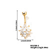 Brass Clear Cubic Zirconia Shiny Flower Curved Barbell Belly Button Rings for Daily Wear HB2528-3-2