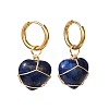 Heart Mixed Stone Dangle Hoop Earrings for Girl Women EJEW-JE04660-5