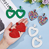 FIBLOOM 4 Pairs 4 Style Heart Glass Seed Beaded Dangle Stud Earrings EJEW-FI0002-29-3