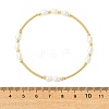 Rice Natural Cultured Freshwater Pearl & Brass Beaded Copper French Wired Bangles BJEW-JB13981-4