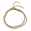 304 Stainless Steel Flat Snake Chain & Box Chain Double Layer Anklets for Women AJEW-F069-02G-2