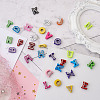 Mixed Color Zinc Alloy Grade A Rhinestone Letter Slide Charms ALRI-TA0001-12-12