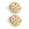 Rack Plating Brass Colorful Cubic Zirconia Moon Star Connector Charm KK-C084-22G-1