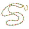 Brass Enamel Column Link Chain Necklaces NJEW-H039-08G-01-2