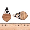 Transparent Resin and Walnut Wood Pendants RESI-T057-06A-4