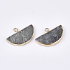 Electroplate Natural Labradorite Semi Circle Pendants G-S344-87E-2