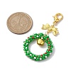 Handmade Seed Beads Christmas Bow Wreath Keychain Pendants Decoration HJEW-MZ00062-2