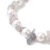 Natural Labradorite Chip & Glass Shell Round Beaded Bracelets BJEW-JB12317-03-3