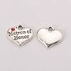 Wedding Theme Antique Silver Tone Tibetan Style Heart with Matron of Honor Rhinestone Charms X-TIBEP-N005-03D-1