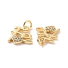 Rack Plating Brass Micro Pave Clear Cubic Zirconia Charms X-ZIRC-C042-03G-3