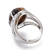 Adjustable Faceted Natural Tiger Eye Finger Rings RJEW-I068-B02-1-3