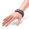 3Pcs 3 Style Heart Natural Purple Mica Stone & Lava Rock & Synthetic Hematite Beaded Stretch Bracelets Set BJEW-JB08736-8