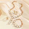 Letter S Alloy Crystal Rhinestone & Plastic Imitation Pearl Chain Necklaces & Stud Earrings & Link Bracelets & Rings Sets FS-WG52E62-01-3
