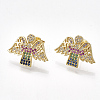 Brass Cubic Zirconia Stud Earrings EJEW-S201-116-1