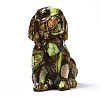 Dog Assembled Natural Bronzite & Synthetic Imperial Jasper Model Ornament G-N330-61-4