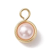 Shell Pearl Round Copper Wire Wrapped Pendants PALLOY-JF03258-4