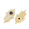 Brass Micro Pave Marine Blue Cubic Zirconia Connector Charms CU-CBAB719-07G-D-2