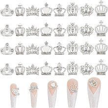 SUPERFINDINGS 32Pcs 8 Style Crown Alloy Rhinestone Nail Art Cabochons MRMJ-FH0001-20