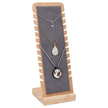 Detachable Wood Necklace Slant Back Display Stands with Velvet NDIS-WH0006-15