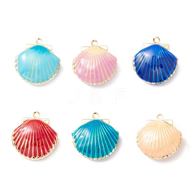 Rack Plating Brass Enamel Locket Pendants KK-B053-08G-1