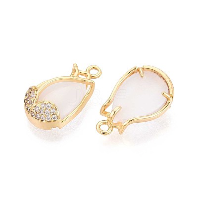 Brass Micro Pave Clear Cubic Zirconia Cat Eye Pendants KK-T071-16G-A01-1