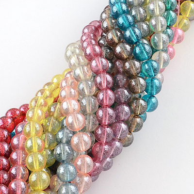 Transparent Spray Painted Glass Bead Strands DGLA-R050-8mm-M-1