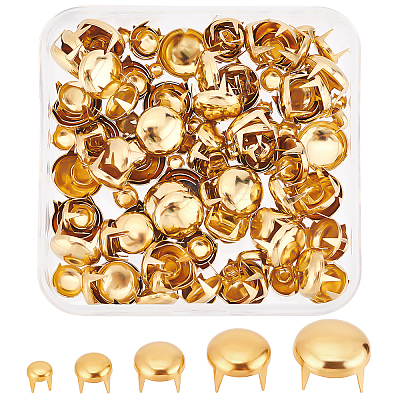 200Pcs 5 Style Brass Four-Claw Rivets KK-GF0001-07G-1