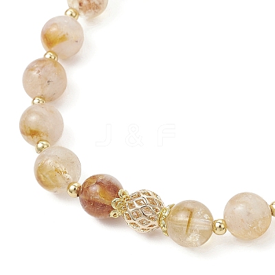 Natural Citrine Round Beaded Bracelets BJEW-JB11925-02-1
