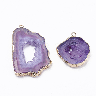 Natural Druzy Agate Slices Pendants G-Q494-65M-G-1