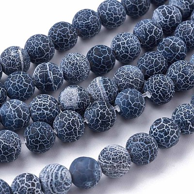 Frosted Natural Weathered Agate Beads Strands X-G-F367-8mm-05-1