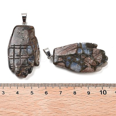 Natural Labradorite Carved Pendants G-K369-01P-01-1