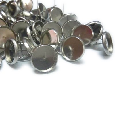 Tarnish Resistant 304 Stainless Steel Flat Round Stud Earring Settings X-STAS-I017-04-1