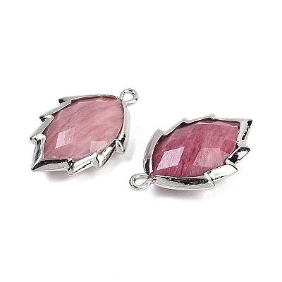 Natural Rhodonite Faceted Leaf Pendants G-I375-04P-12-1